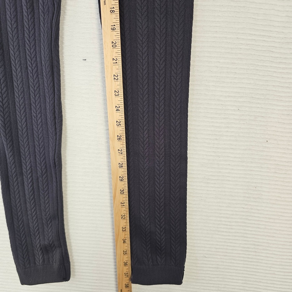 Nautica Black Cable Knit Fleece Lined Leggings Women Size ML Textured High Waist - Picture 5 of 7